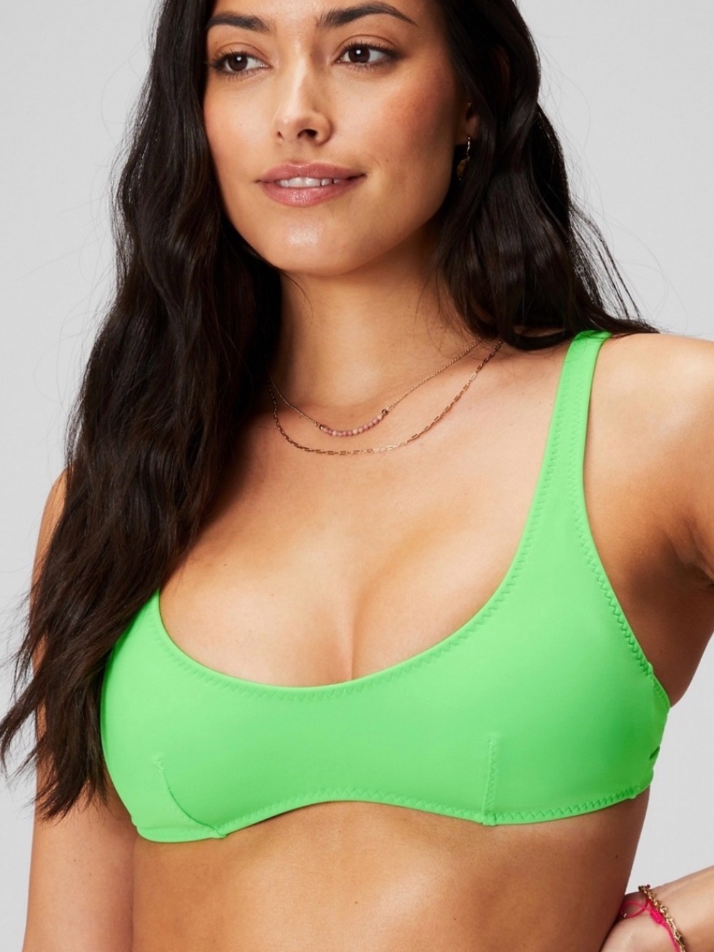 Fabletics Neon Green Low Scoop Swim Bikini Top Sugared Lime